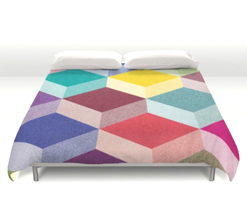 cubism geometric pattern duvet design
