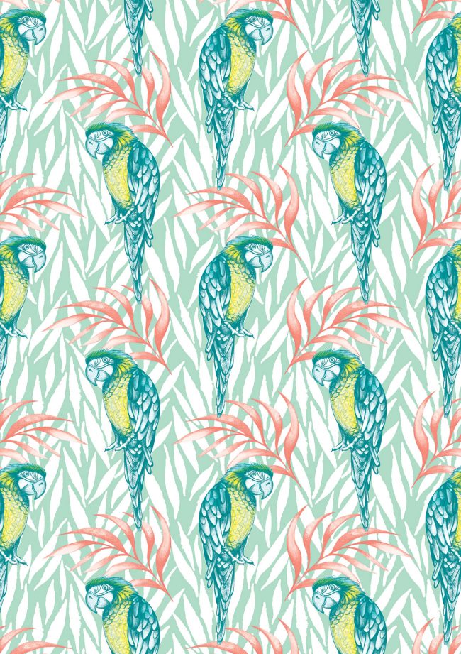 Tropical-pastel-parrots-pattern