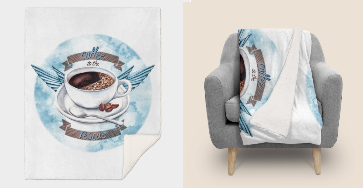 coffee to the rescue Throw blanket artwork by Amanda Dilworth