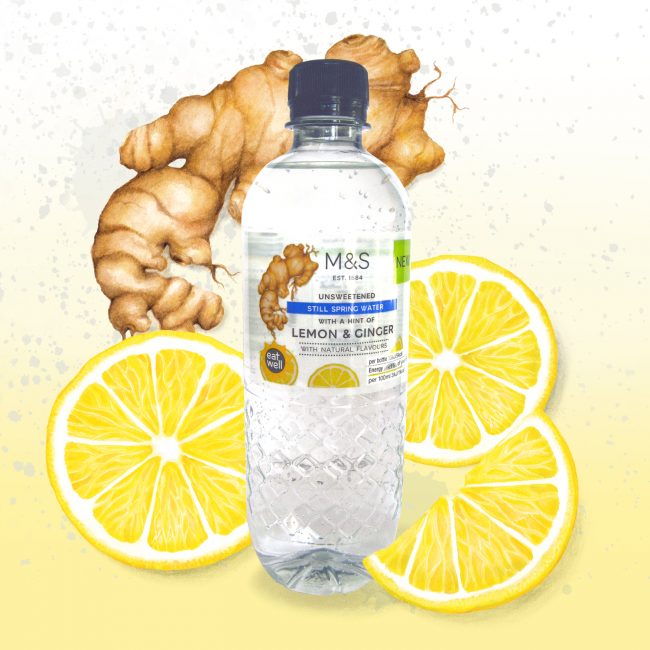 Food-illustration-packaging-design-waters-for-M&S-lemon-and-ginger