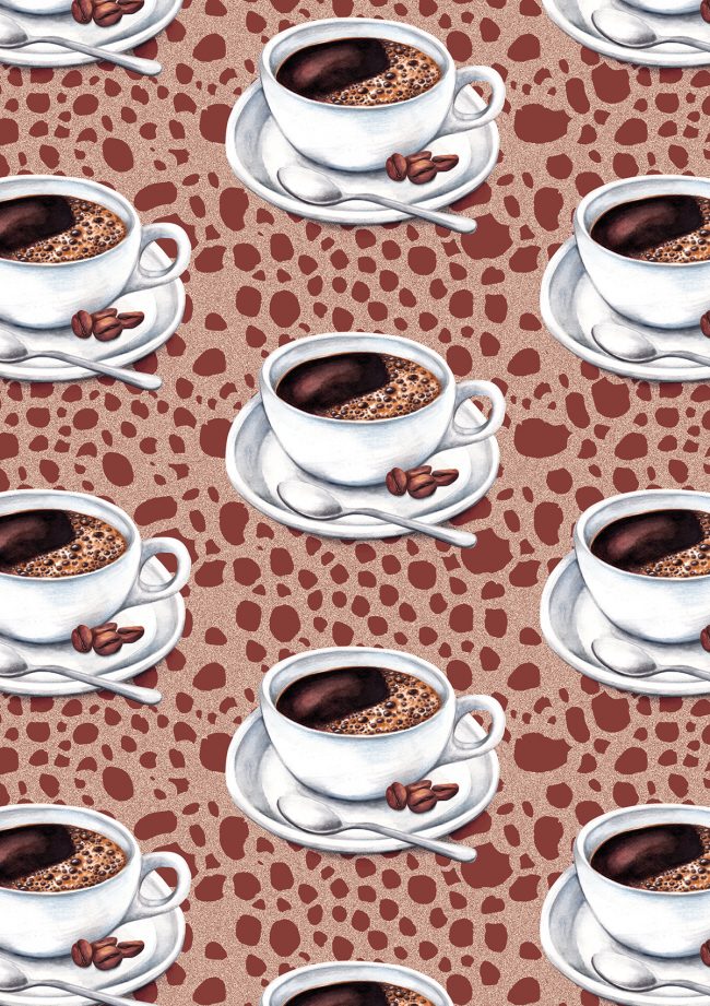 Caffeine fix coffee addict pattern food illustration watercolour pattern