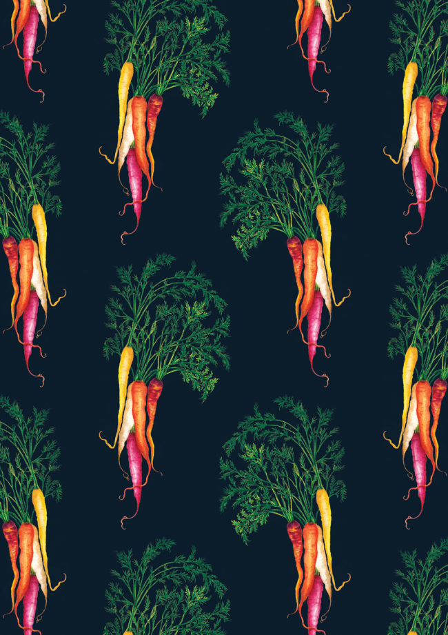 watercolour food illustration heritage carrots pattern