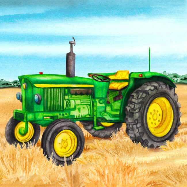 farm yard watercolour illustrations vintage tractor farming farmers market food producers